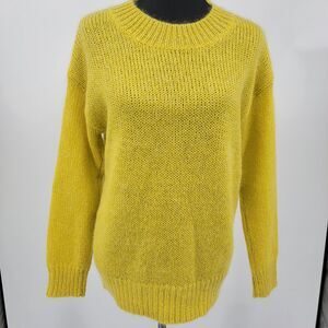 Bar III Womens Yellow Mohair Blend LS Shimmer Soft Fuzzy Lightweight Sweater S